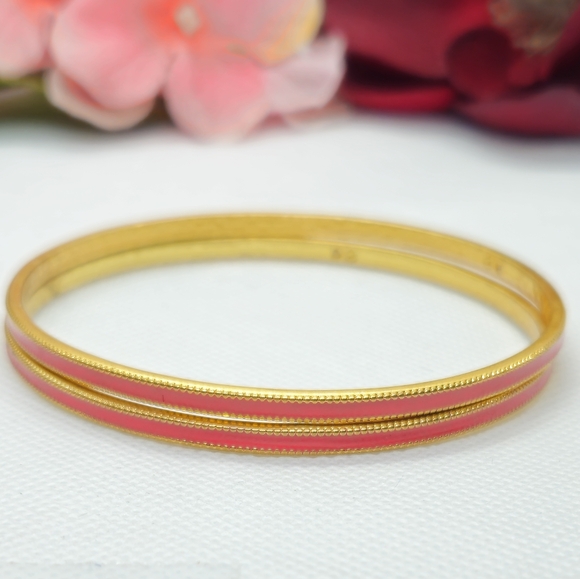 2 Pink Julie Vos Marseille Bangle Bracelets 18K Gold Plated - Picture 6 of 8